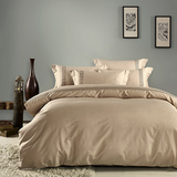 经典中式家居 纯色全棉贡缎床上四件套床单式 1.8m纯棉刺绣床品