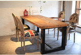 北欧餐桌椅组合6人简约复古铁艺实木餐桌小户型饭桌4人饭店长方形