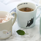 包邮 猫咪日式不规则可爱水杯子 陶瓷杯早餐牛奶果汁马克杯
