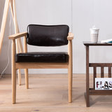 北欧简约实木餐桌椅组合 现代橡胶木餐椅 休闲咖啡椅 电脑书房椅