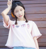 2016夏季甜美可爱女装韩版卡通动漫上衣学生流苏短袖t恤女潮印花
