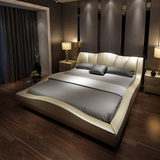 现代简约皮床储物高箱软床真皮1.5米大床双人床1.8米主卧婚床新款
