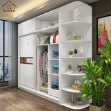 衣柜推拉门整体组装木质移门衣橱简约现代白色板式大衣柜卧室家具