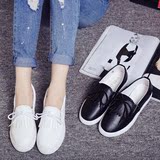 韩版学生女鞋2016夏季新款平底休闲鞋松糕厚底系带皮面流苏小白鞋