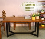 美式铁艺实木复古餐桌椅组合实木组装啡咖桌饭桌桌子餐原木会议桌