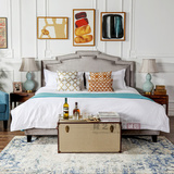法式美式实木布艺双人床别墅奢华卧室软床布艺婚床可定制