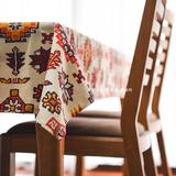欧式全棉加厚帆布波普民族风几何雪花图案印花茶几台布餐桌布盖巾
