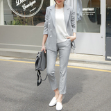 2016夏季新款韩版时尚休闲显瘦OL小西装外套九分裤套装两件套女潮