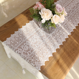 韩式欧式新品 奢华纯白水晶钻桌旗 桌布蕾丝手工盖巾