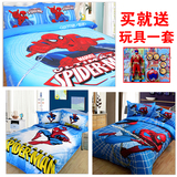 儿童四件套纯棉男孩床单式床上用品卡通被套蜘蛛侠1.5米套件家纺