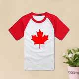 加拿大国旗 Canada 儿童短袖T恤 青少年广告衫男女衣服枫叶图夏装