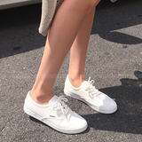 韩国东大门代购女鞋2016夏季新爆款休闲舒适系带低帮帆布小白鞋潮