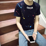 日系短袖t恤男潮男港风2016夏季韩版潮流喷墨个性男生半袖打底衫T