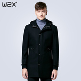 W2X英伦羊毛呢子大衣男修身 秋季时尚男士韩版潮流中长款男装外套