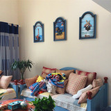 地中海风格浮雕装饰画卧室床头挂画 欧式客厅沙发背景墙壁三联画