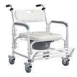 佳德轮椅带轮座便椅铝合金洗澡椅 老人坐便器 孕妇移动冲凉坐厕椅