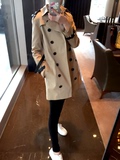 HongKong欧美英伦风衣女2016春秋装新款中长款修身长袖外套b