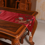 布唯美凤穿牡丹红现代中式中高档桌旗餐桌客厅茶几电视柜床品布艺