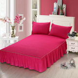 纯色床裙床罩单件加厚1.2/1.5/1.8米防滑床套床笠三件四件套