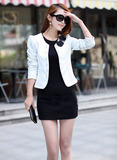 春夏季韩版女装修身气质双排扣服短款大码小西装短外套空调服通勤