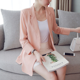 2016秋季新款女装ol气质韩版中长款休闲小西装女外套七分袖风衣潮