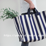 独家自制款 超巨大韩国蓝白条纹帆布防水购物袋kbp大容量手提包包