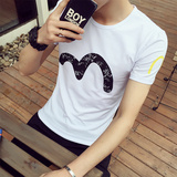 卡宾短袖男T恤简约夏季男士休闲大码男装圆领t恤衫修身韩版上衣男