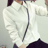 2016春秋新款韩版白色衬衫女学生长袖大码女衬衣职业打底衫上衣女