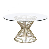 圆形钢化玻璃餐桌椅组合 现代简约餐台家用小户型餐桌不锈钢家具