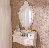木质壁挂镜子梳妆台 欧式家具迷你化妆镜 小户型妆台