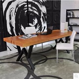 美式复古简约现代铁艺实木电脑桌办公桌会议桌餐桌椅书桌桌子台式