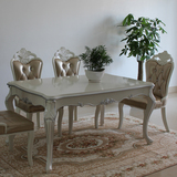欧式餐桌椅组合6人 新古典吃饭桌子 小户型白色田园1桌4椅长方形