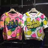 包邮LALABOBO夏季水果西瓜菠萝花色短T恤女时尚潮牌L81B-WZDT91