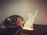 北欧实木小鹿夜灯装饰猫咪 生日礼物 台灯 3D立体LED灯刻字音乐