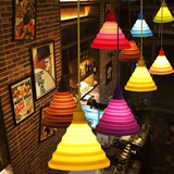 简约现代彩色灯罩创意个性办公室餐厅单头吊灯圆形理发店饭店灯具