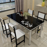 鸿槐树桦 烤漆餐桌椅子组合钢化玻璃4人6人桌家用小户型餐桌快餐