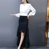 2016秋装韩版时尚小衫短款长袖衬衫女修身显瘦收腰白衬衣女上衣潮