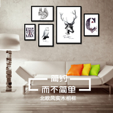 实木相框挂墙画框创意装饰画组合客厅卧室动物黑白无框画北欧风格