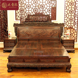 红木家具床黑酸枝床现代中式实木床印尼阔叶黄檀檀雕事事如意大床