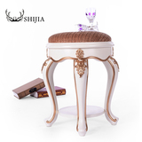 欧式白色梳妆凳仿古色钢琴凳美式换鞋凳雕花布艺化妆凳子真皮美甲