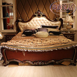 欧式床大床双人床2米2.2米实木床婚床雕花公主床1.8米真皮床高箱