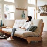 松木实木沙发组合沙发床1.5米日式可折叠拆洗两用小户型布艺沙发