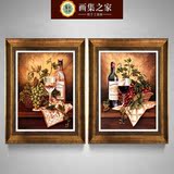 红酒水果餐厅油画 古典静物花卉装饰画玄关欧式竖版挂画复古组合