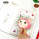 正版韩国猫咪 可爱女孩画册填色绘画本 儿童成人解压涂色书 包邮