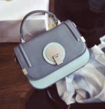 包包2016新款女包欧美时尚潮流锁扣小方包休闲单肩撞色百搭手提包