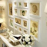 艾尚佳实木照片墙贴纸客厅地中海欧式相框组合挂墙卧室相片墙创意