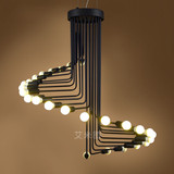 美式复古工业创意个性螺旋楼梯灯具现代咖啡厅餐厅酒吧台铁艺吊灯