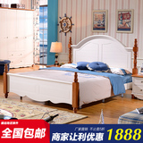 地中海床全实木床1.8米 原木橡木双人床白色床现代卧室床