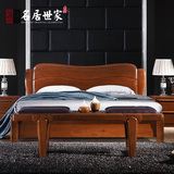 特价全实木床储物床纯胡桃木1.8米1.5米实木双人床气压高箱床包邮