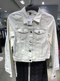 H&M HM女装专柜正品折扣代购 双兜短款紧身白色牛仔外套0310215